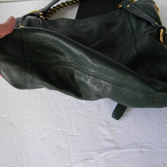 Michael Kors DARK GREEN Pebble Leather SLOUCHY Hobo Shoulder Bag CROSSBODY - Picture 6 of 8